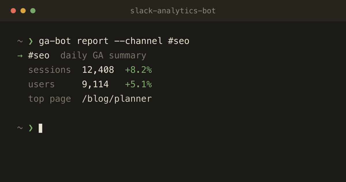 Slack Analytics Bot preview